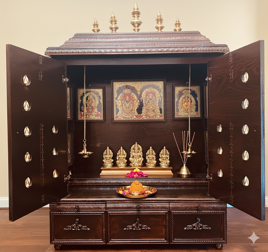 Closed Mandir with Brass Gopuram