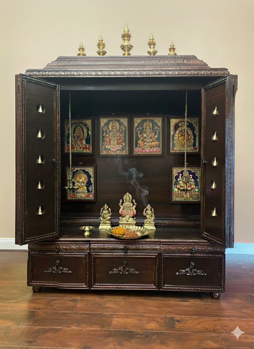 Closed Mandir with Brass Gopuram