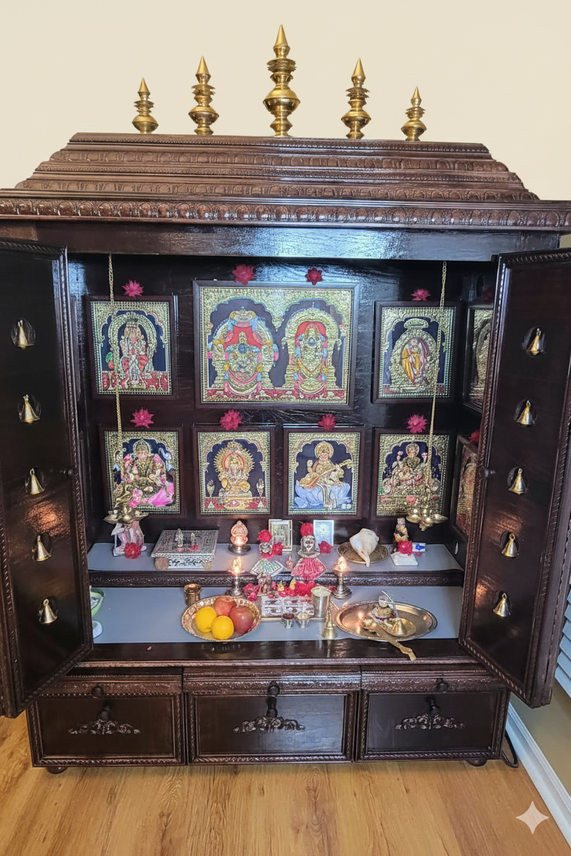 Closed Mandir with Brass Gopuram